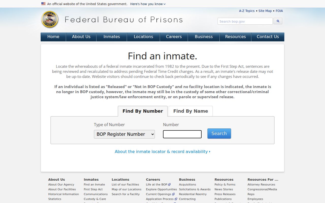 Federal inmate locator for custody outside Humeston and Wayne County records