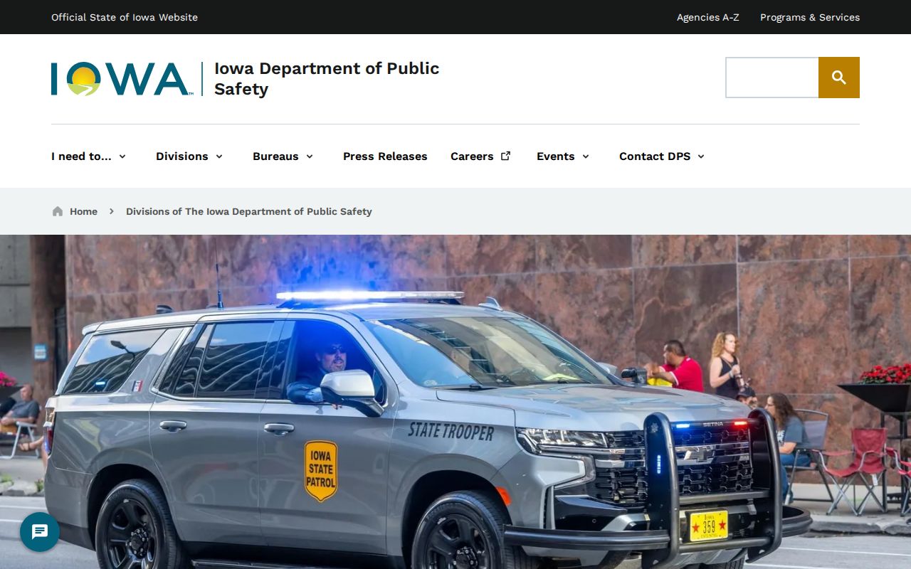 Iowa State Patrol source for a Humeston criminal record request