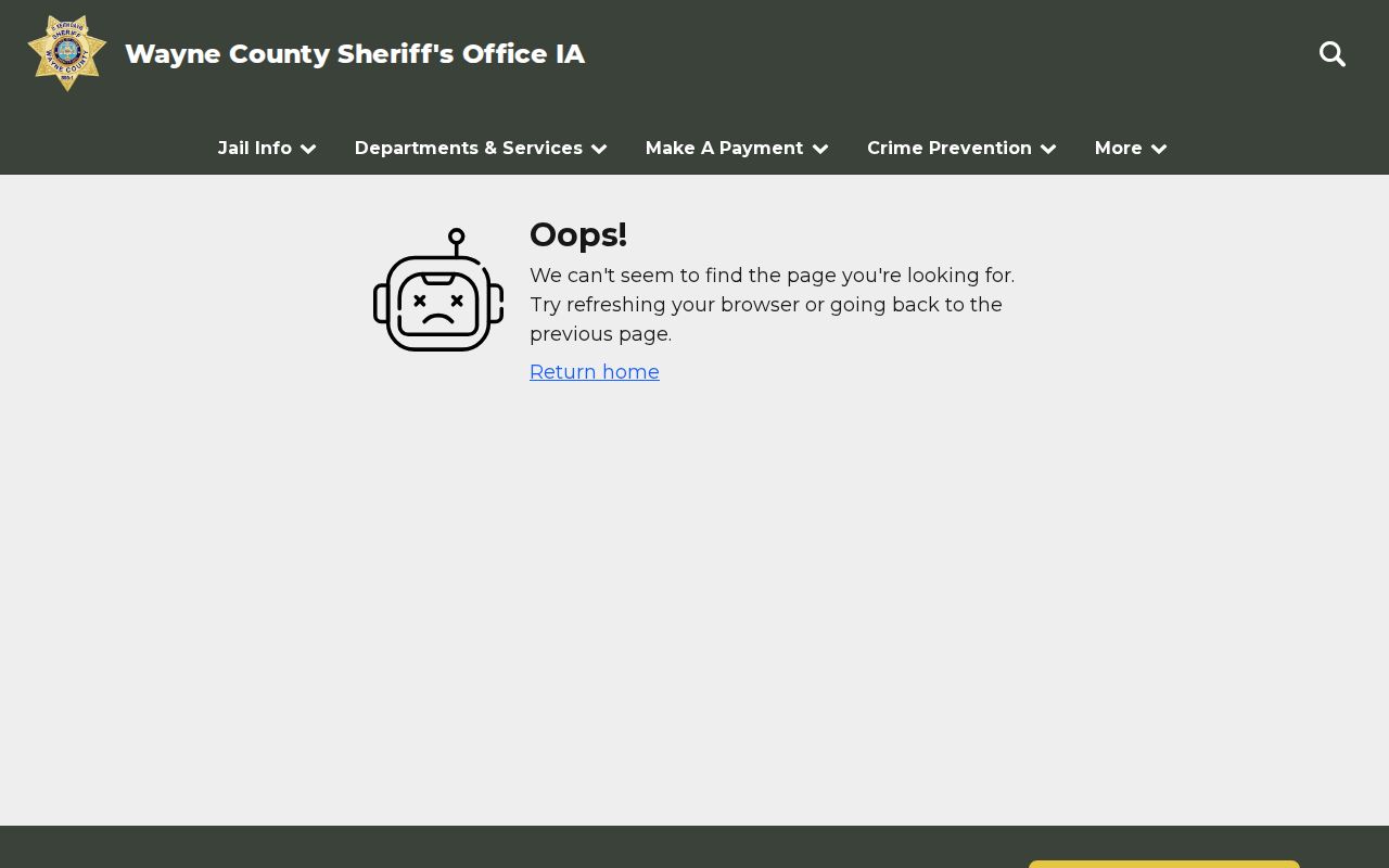 Wayne County arrest records sheriff contact page