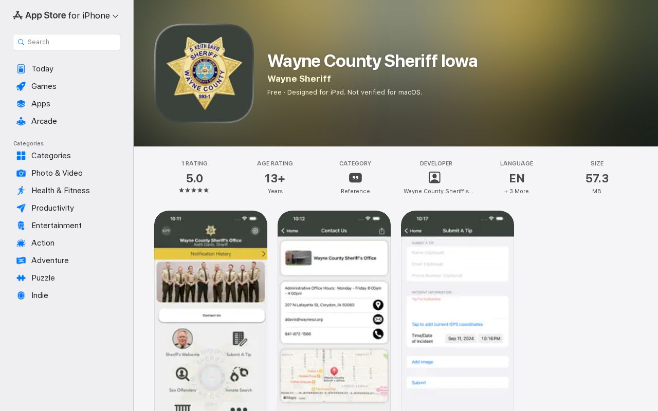Wayne County arrest search sheriff iOS app listing