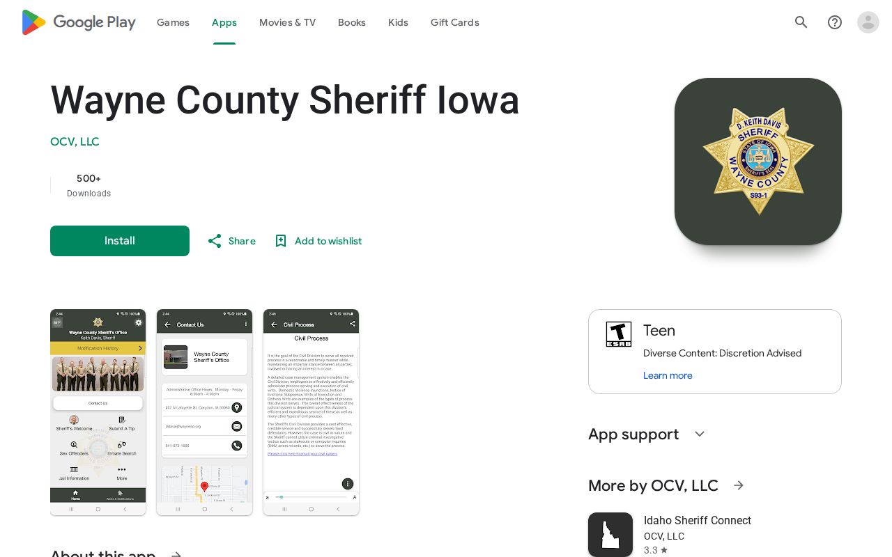 Wayne County arrest lookup sheriff Android app listing