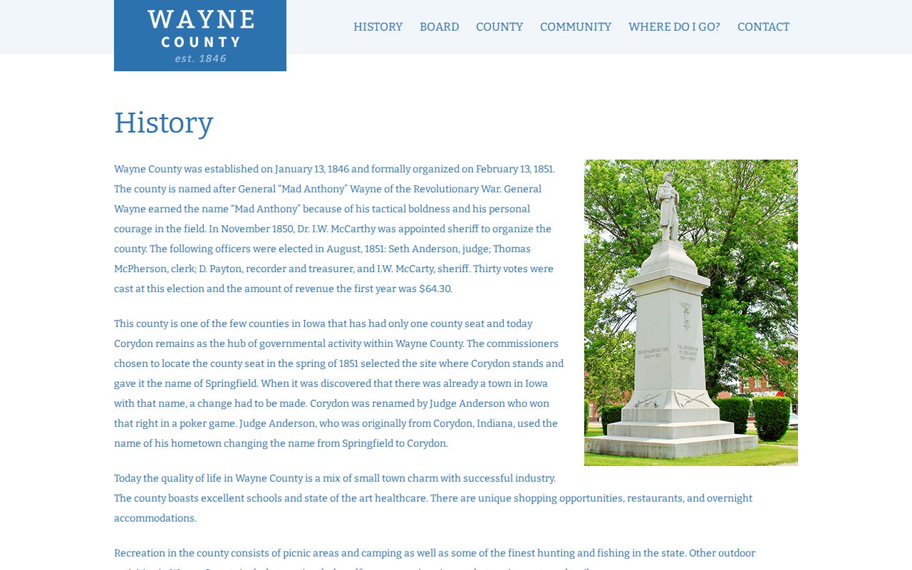Wayne County criminal history courthouse and county history