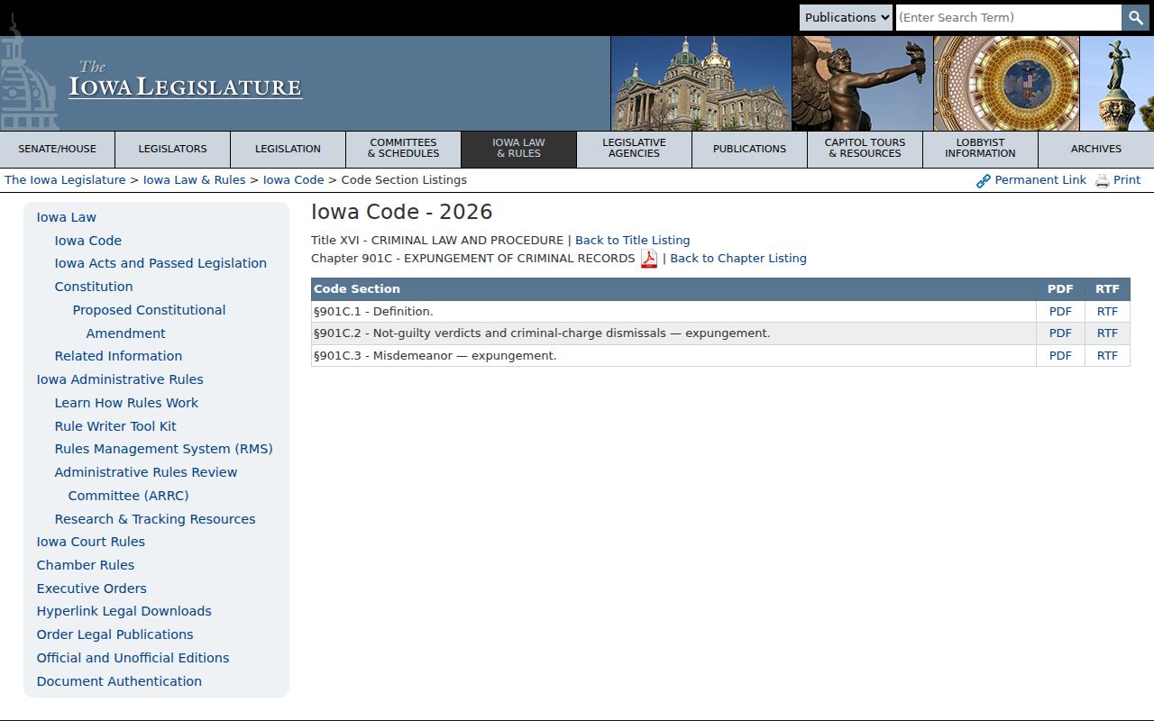 Iowa expungement law for Wayne County criminal court case records