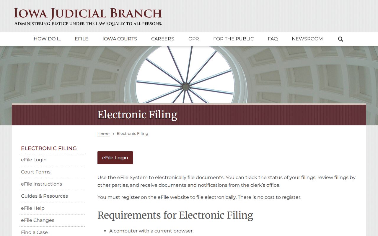 Iowa eFile access for Wayne County criminal court records