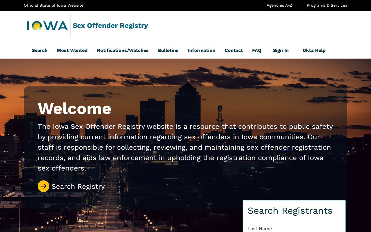 Iowa Sex Offender Registry search for Wayne County sex offender records