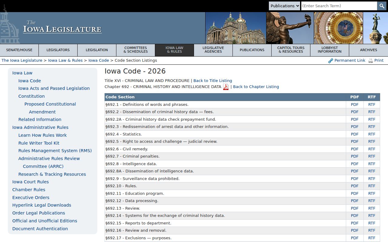 Iowa criminal history law related to Wayne County registry record limits